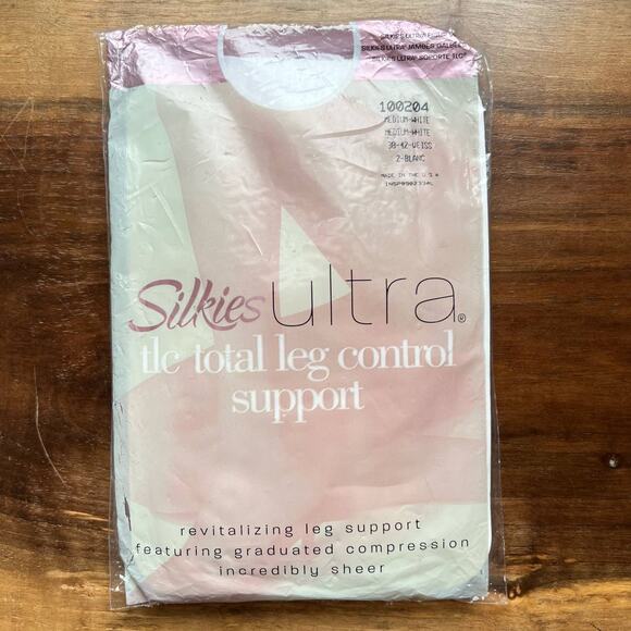 Silkies Ultra TLC Total Leg Control‎ Supoort Nylon Tights Sheer White Medium Y2K - Picture 1 of 4